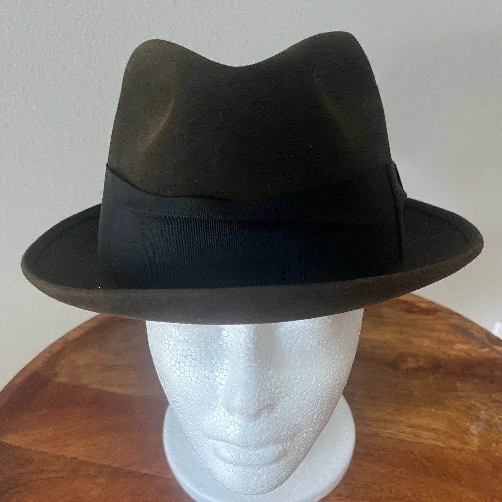 Vtg‎ Brown FEDORA Hat Templeform Aristo felt hat Stylepark Woodward and Lothrop